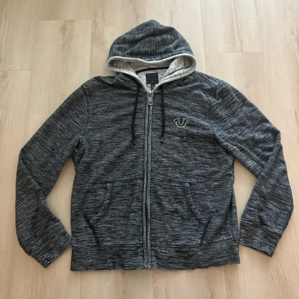 True Religion Black and Gray Zip Hoodie
